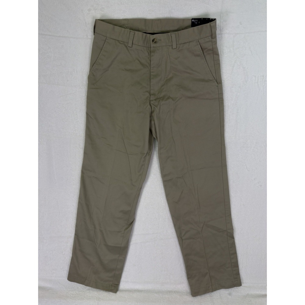 New George Pants Mens 32x32 Tan Beige Barley Straight Leg Premium‎ Flat Front